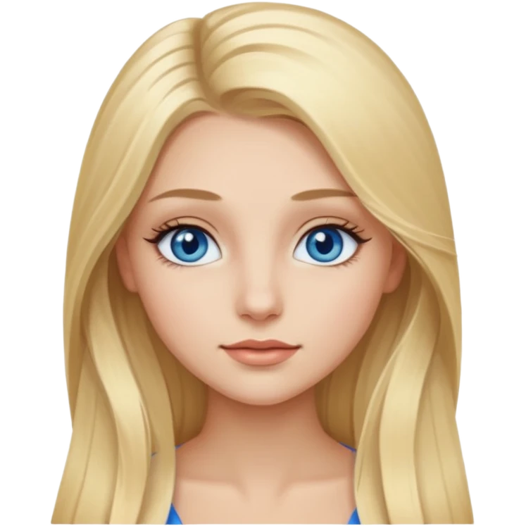 Fille jolie aux cheveux longs blonds, long cils  et yeux bleus.  emoji