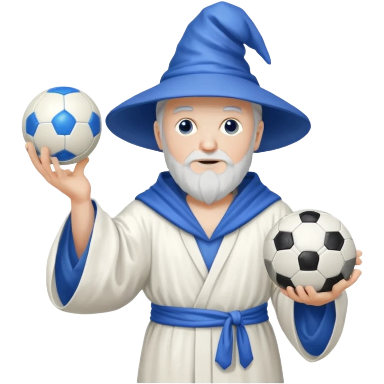 create white wizard with blue football ball emoji