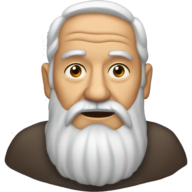 viejo, melenudo, sin barba, cara alargada , nariz prominente emoji