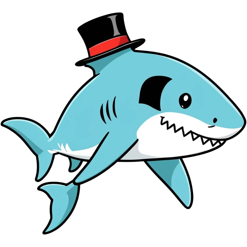 Shark with a top hat emoji