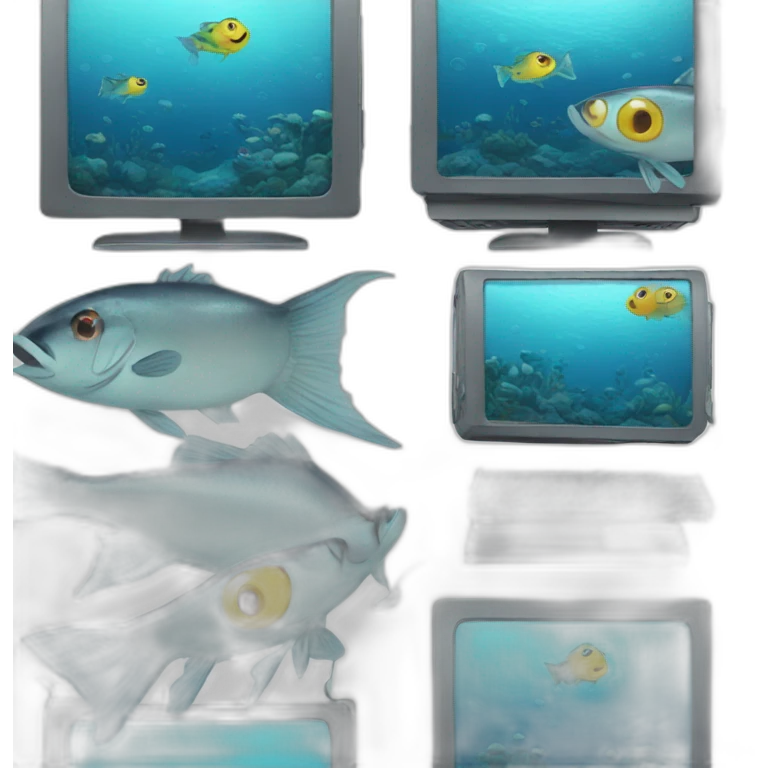a fish with a computer emoji