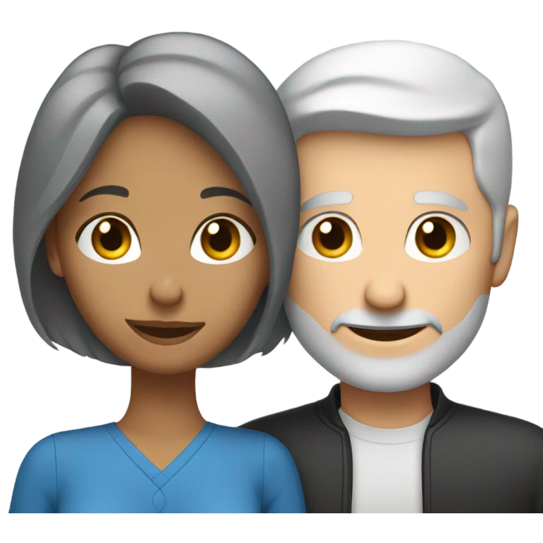 White man blue eyes gray hair hugs Hispanic women  emoji