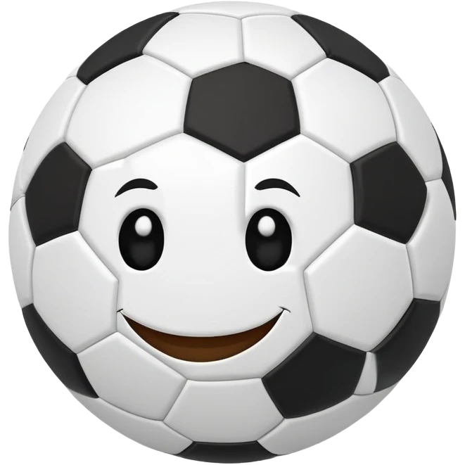 A soccer ball with a cute smiling face emoji