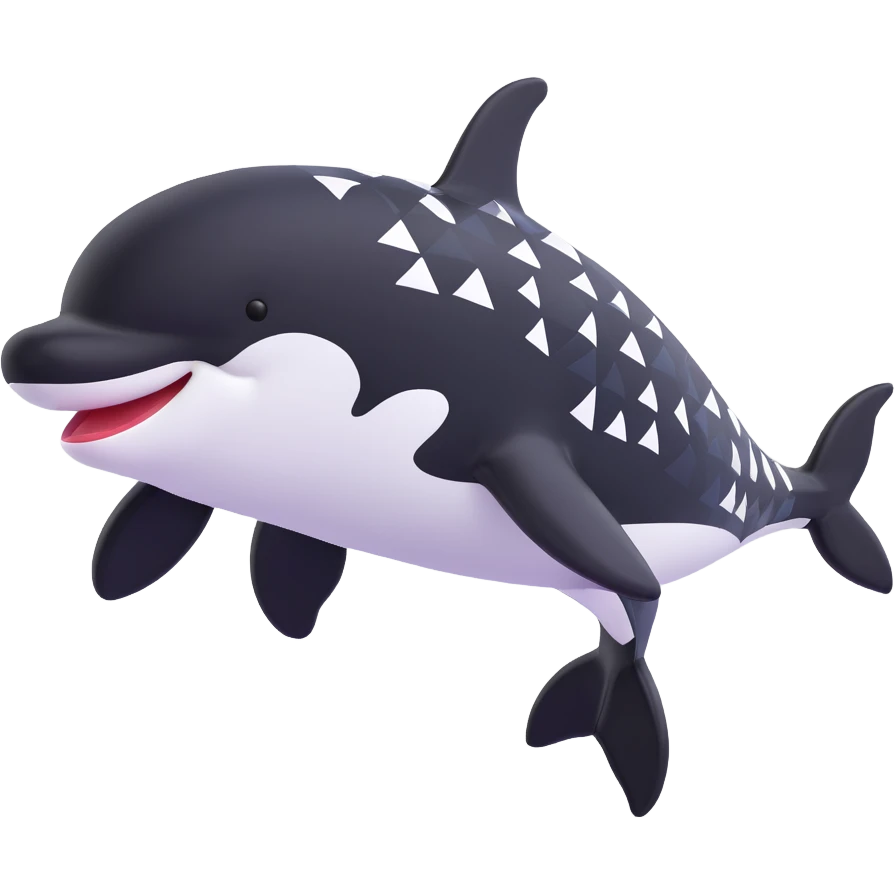 Change all blue parts of the orca to black, keeping the 3D emoji style and the rest of the colors unchanged. emoji