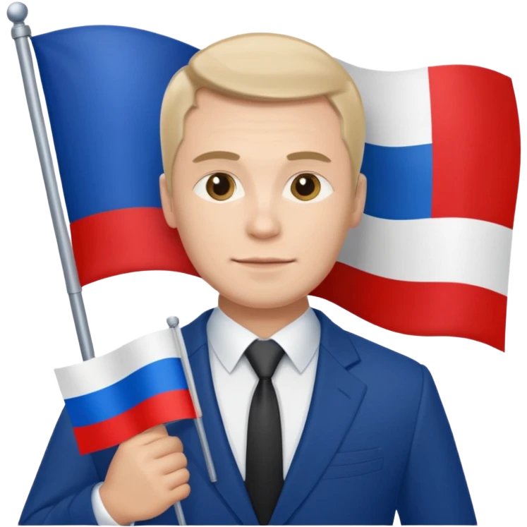 a Russian man in a suit with a Russian flag in his hand emoji