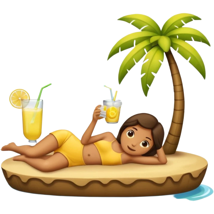 Relaxed emoji lying on an island sipping a lemonade emoji