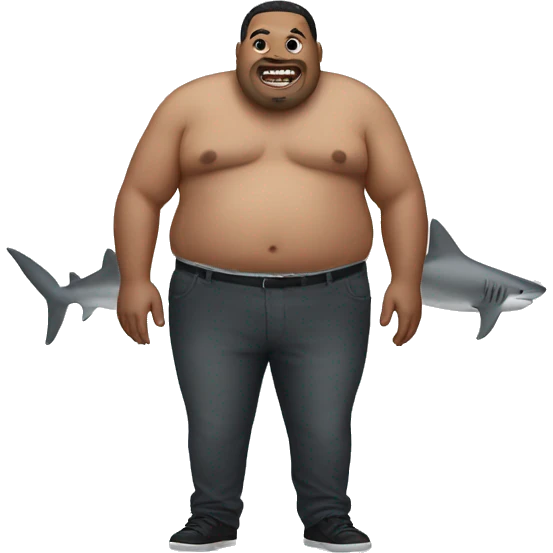 man with fat shark emoji