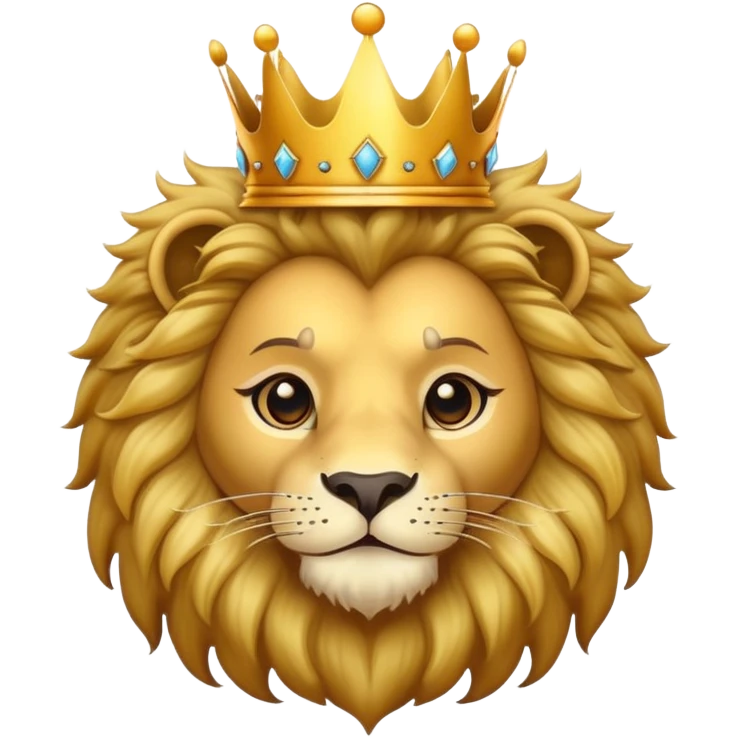 cute lion head with crown on top emoji