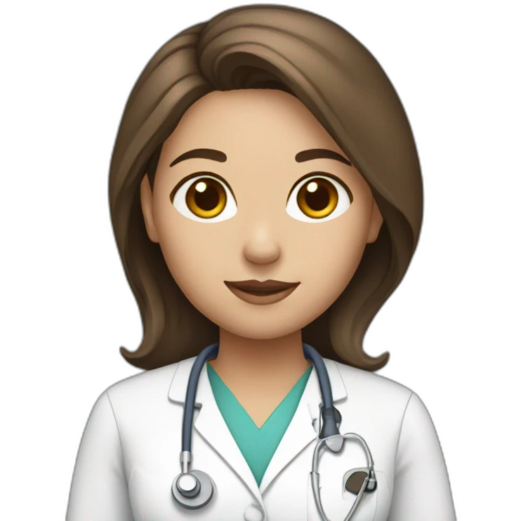 girl with middle part and brown hair in surgical tech uniform emoji