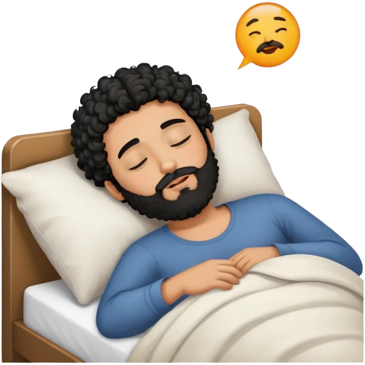 Guy with beard and black curly hair sleeping  emoji