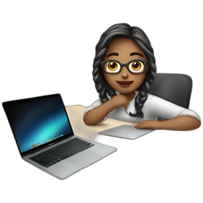 programmer girl work with MacBook emoji