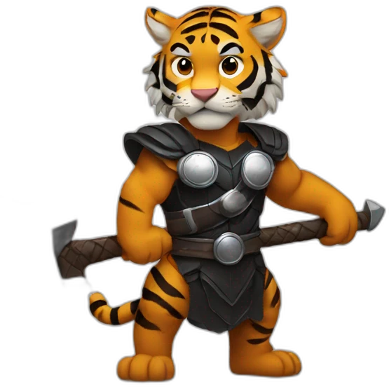 Tiger holding Thor's axe  emoji