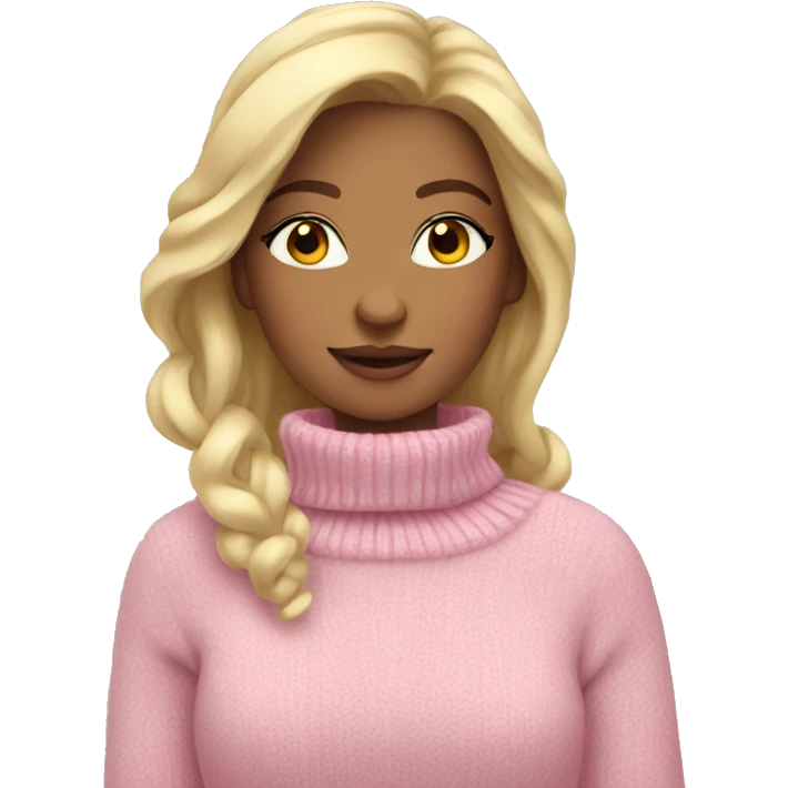 Blonde Girl in a pink sweater winter vibe emoji