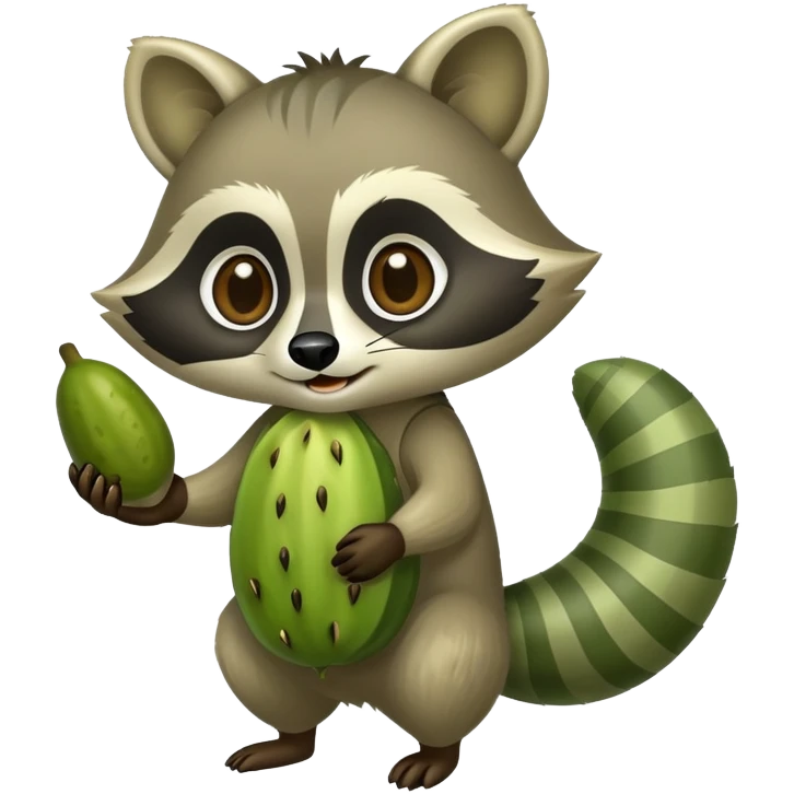 Green raccoon with pickle tail  emoji