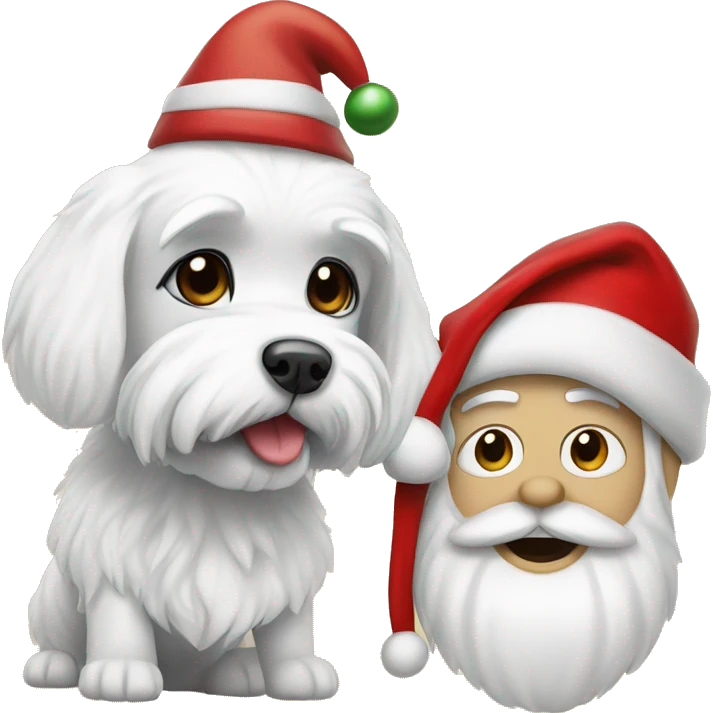  white maltese dog and Santa Claus  emoji