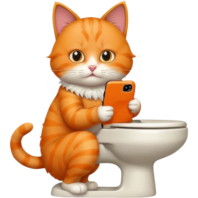 Cat on phone while pooping on toilet emoji