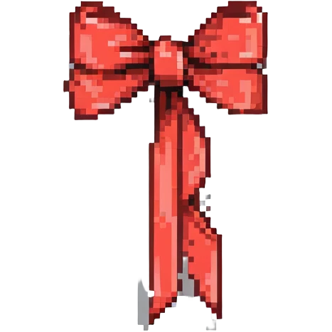 red ribbon bow with a knot pixel art emoji