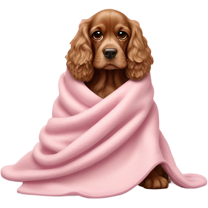 Cocker spaniel in a pink blanket emoji
