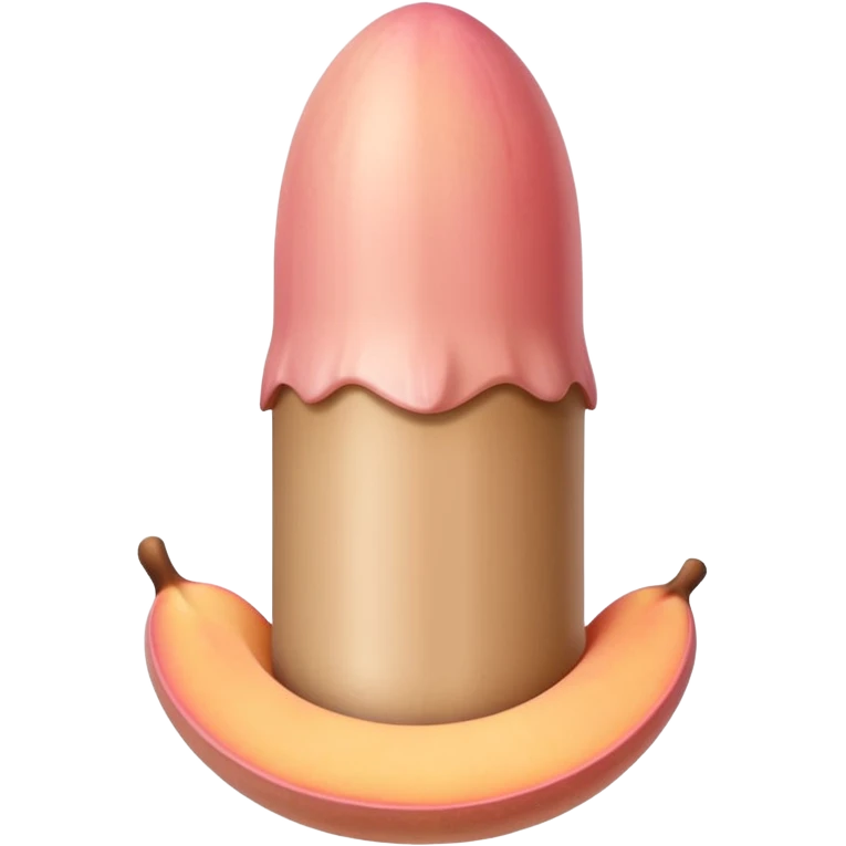 cylindrical skin tone peachy beige-pink penis shaft, no face. at top of penis, add beige pink smooth acorn-shaped glans tip that is covering 1/10th of the top of penis, corona line and frenulum. at bottom end/base of penis make it flat. add veiny detail on penis shaft, no stem, smooth edge of corona emoji