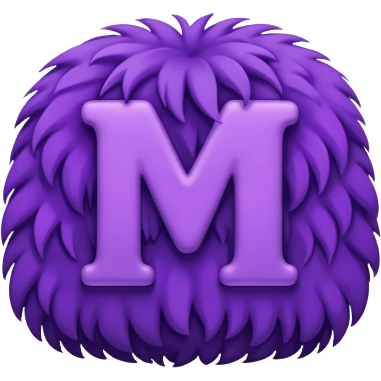 The fluffy letter M is purple in color emoji