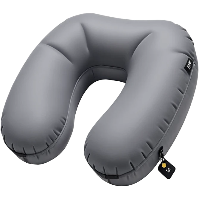 A compact inflatable travel pillow with a sleek surface and adjustable firmness. emoji