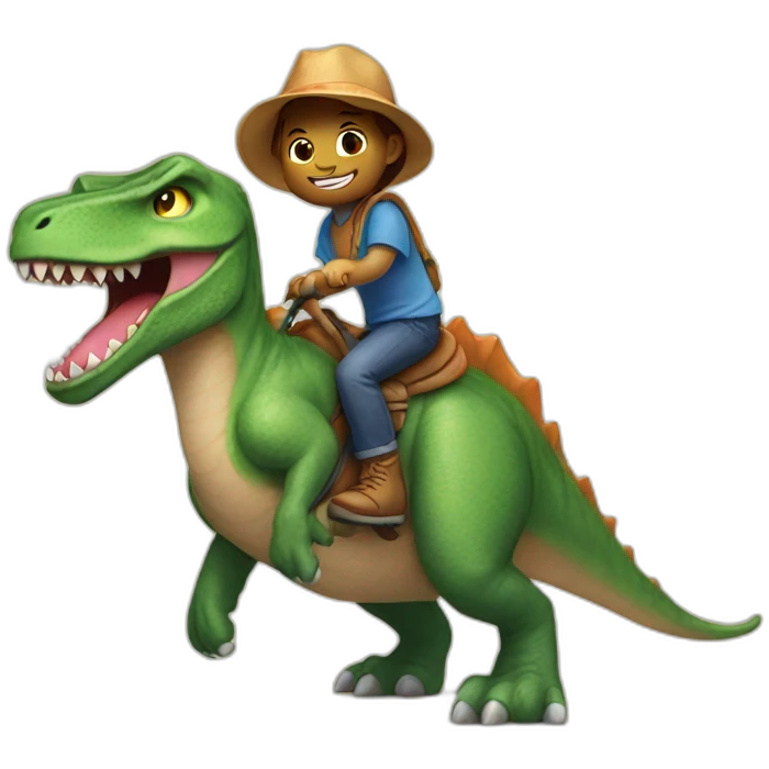 kitty riding a dinosaur emoji
