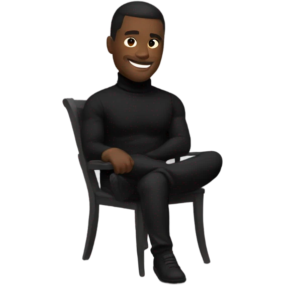 muscle fit black turtleneck shirt sitting in chair emoji