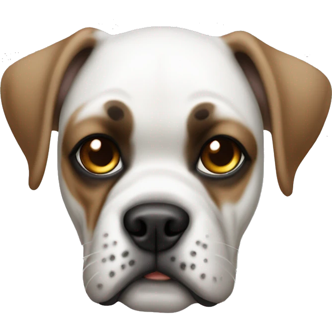 White boxer puppy with one brown eye patch  emoji