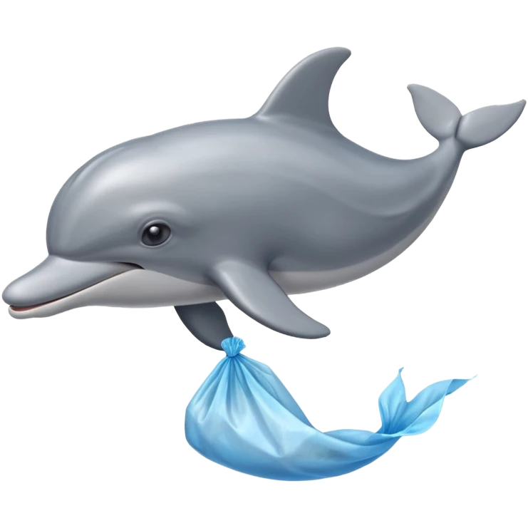 dolphin eat plastic waste bag emoji