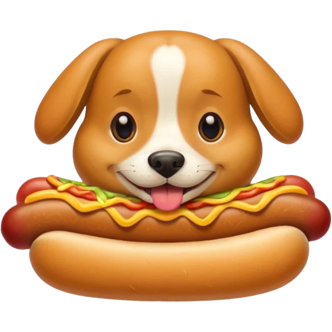A dog eating a hot dog emoji