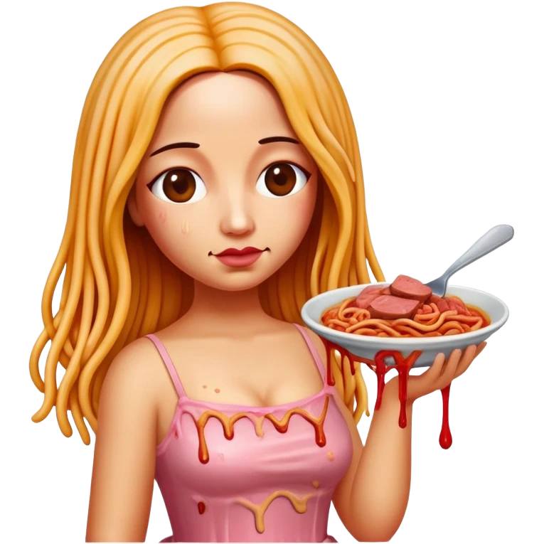 SPAM meat melted pink dripping sauce spaghetti dress monalisa portrait emoji