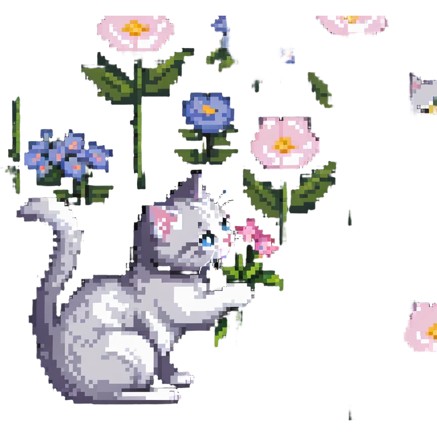 Kitten smells flowers emoji