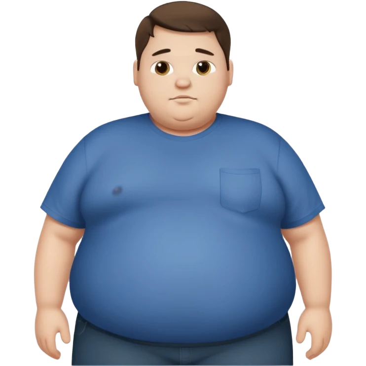 obese 20 year old brunette white male with large belly showing emoji