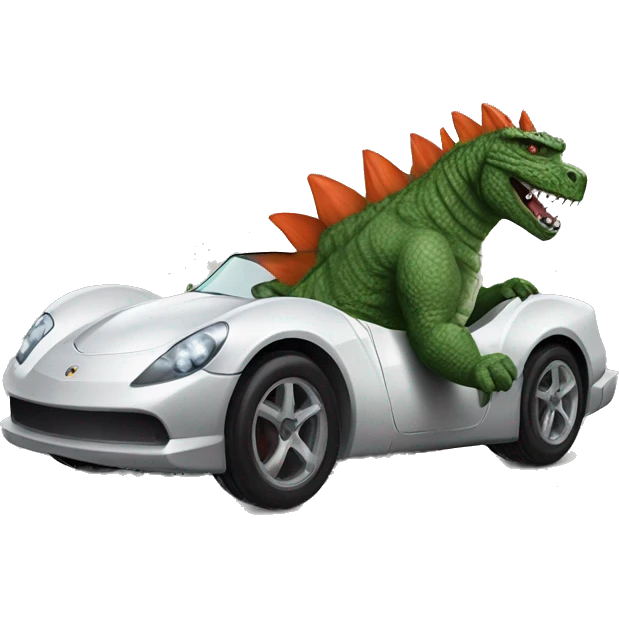 Godzilla driving a sports car emoji