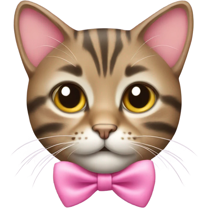 Tabby cat with pink bow emoji