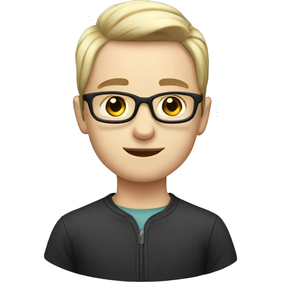 A boy with white skin and straight hair wearing glasses emoji