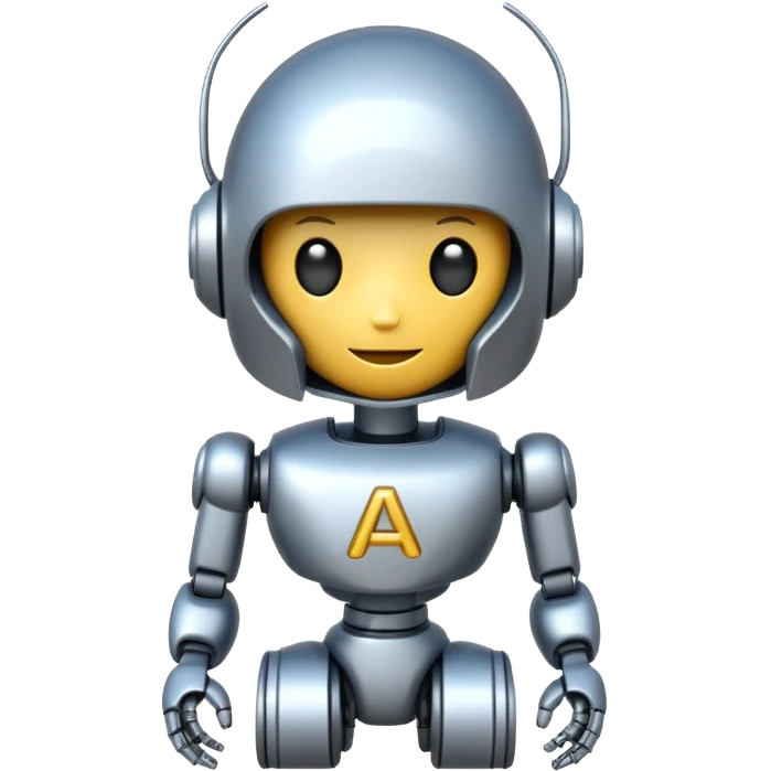 futuristic robot with the letters AI, emoji style emoji