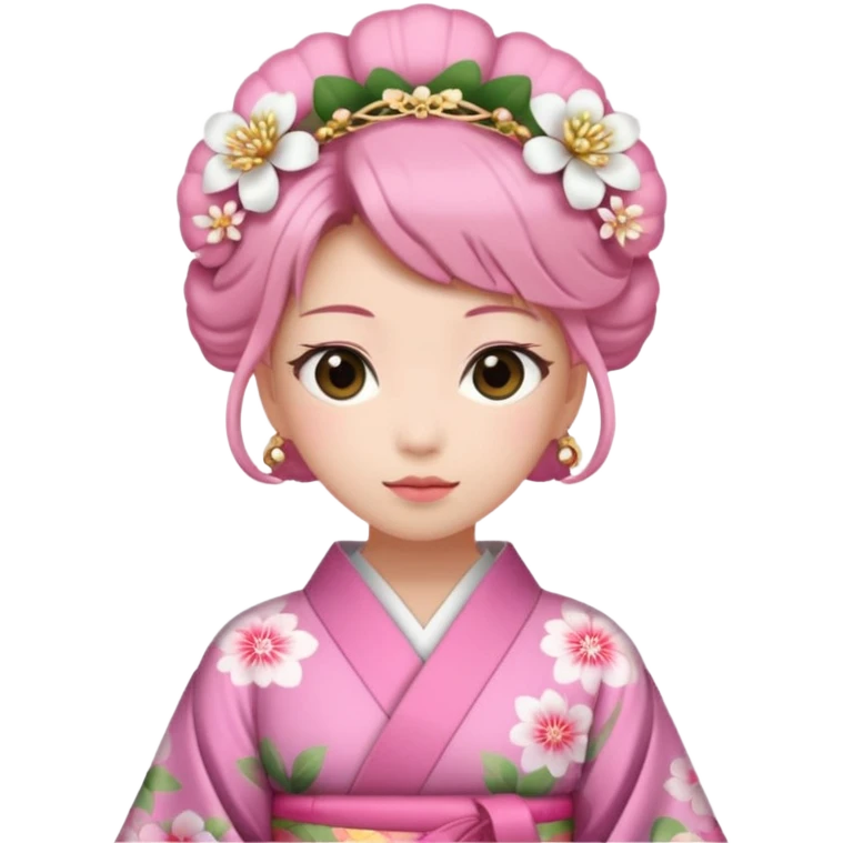 Japanese Princess with floral hairpin, pink emoji