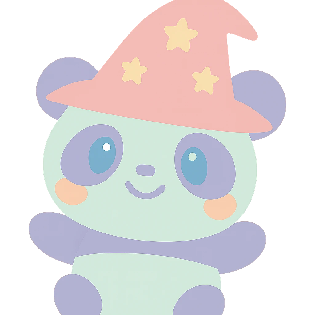 smiling panda with a wizard hat emoji