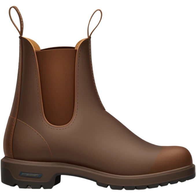 Blundstone boot front view brown minimal details emoji