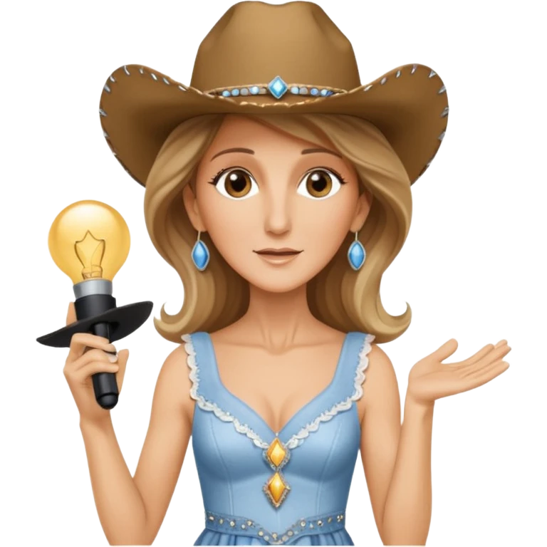 celin dion is singing with mirco and cowboy hat emoji