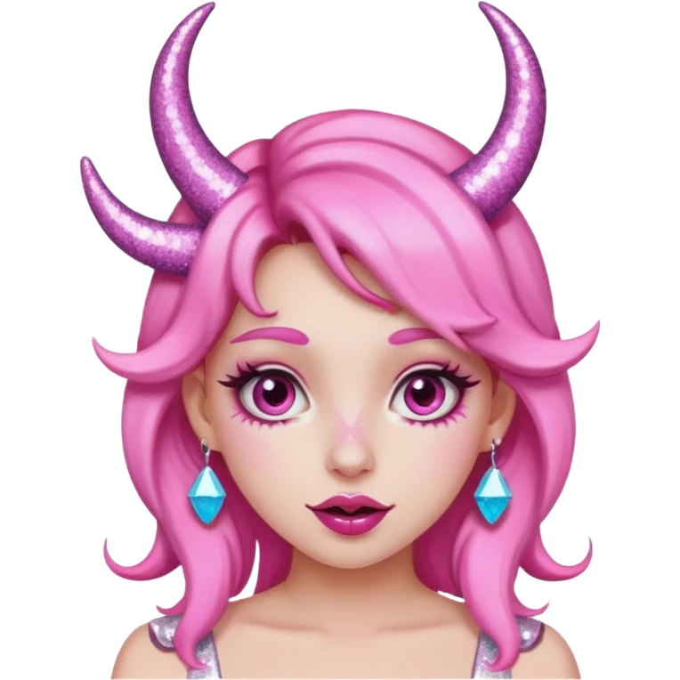 glitter pink girl naughty selfie glitter pink horns emoji
