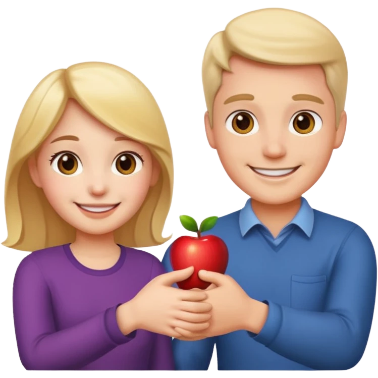 a smiling man and a smiling girl shaking hands, apple emoji style emoji