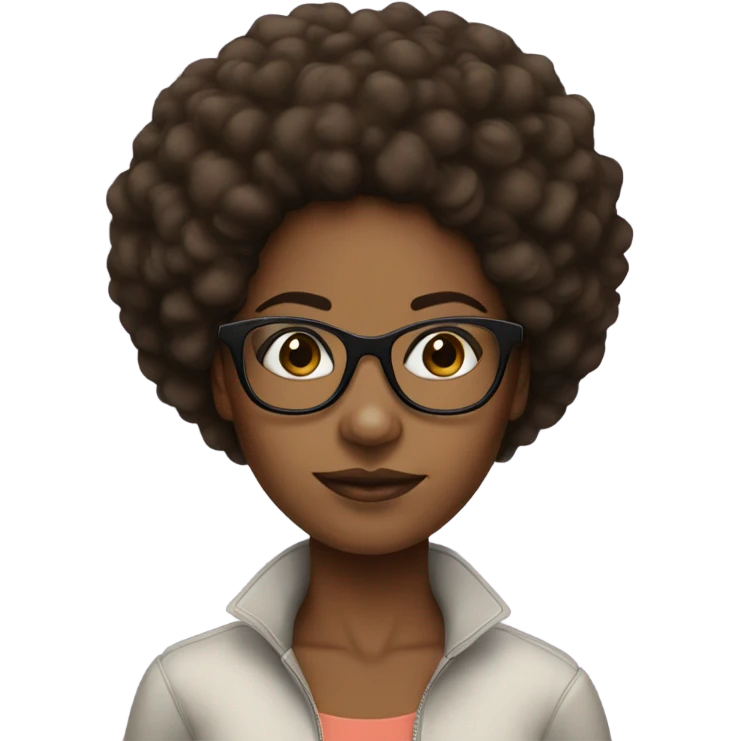 brownskin black girl with afro and glasses emoji