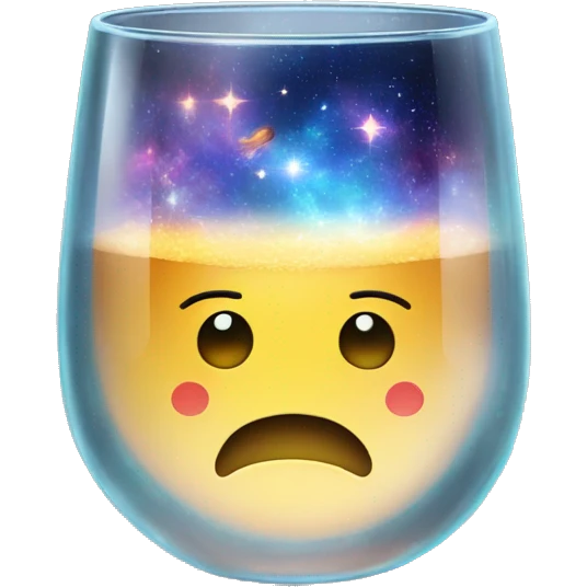 Glass filled with a universe emoji