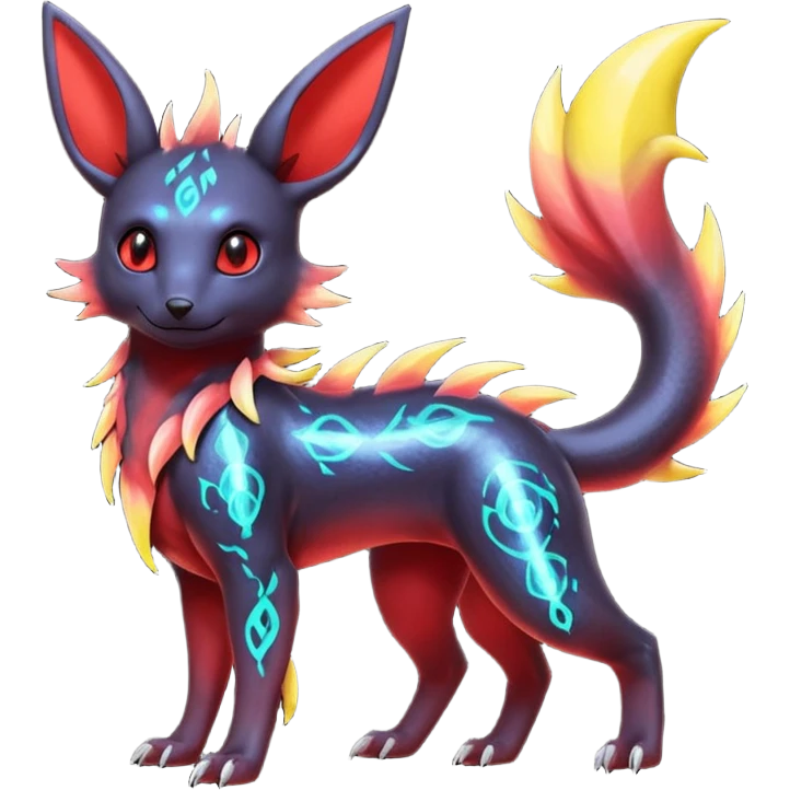 Shiny red iridescent Umbreon-Salandit-Jolteon-fusion emoji