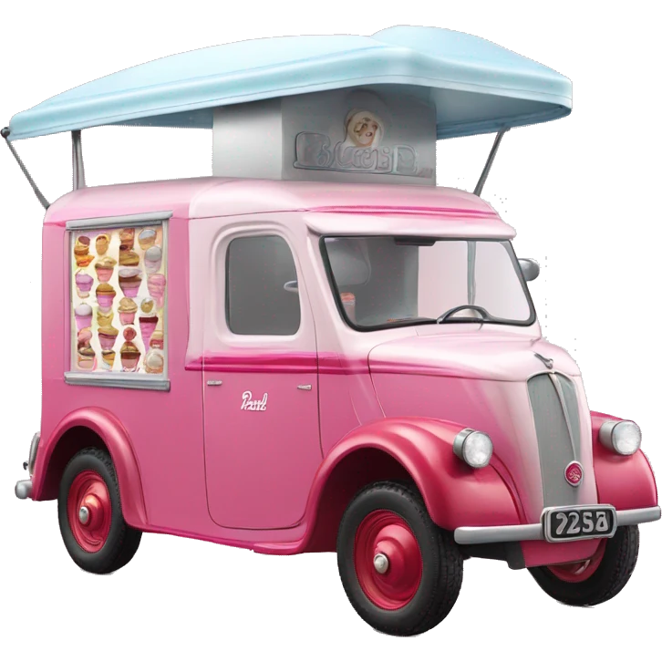 Barbie ice cream van ,1935 fiat ,pearl red emoji