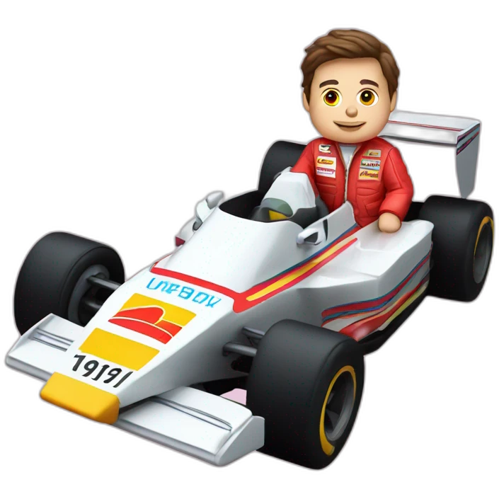 marty mcfly with formula 1 car emoji