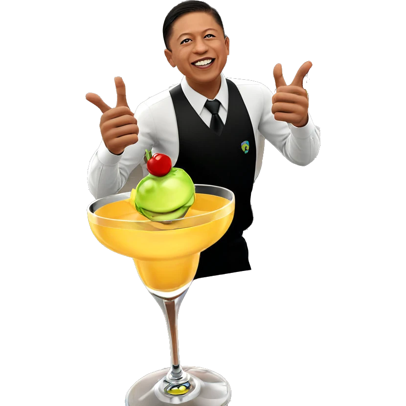 smiling boy with cocktail glass emoji