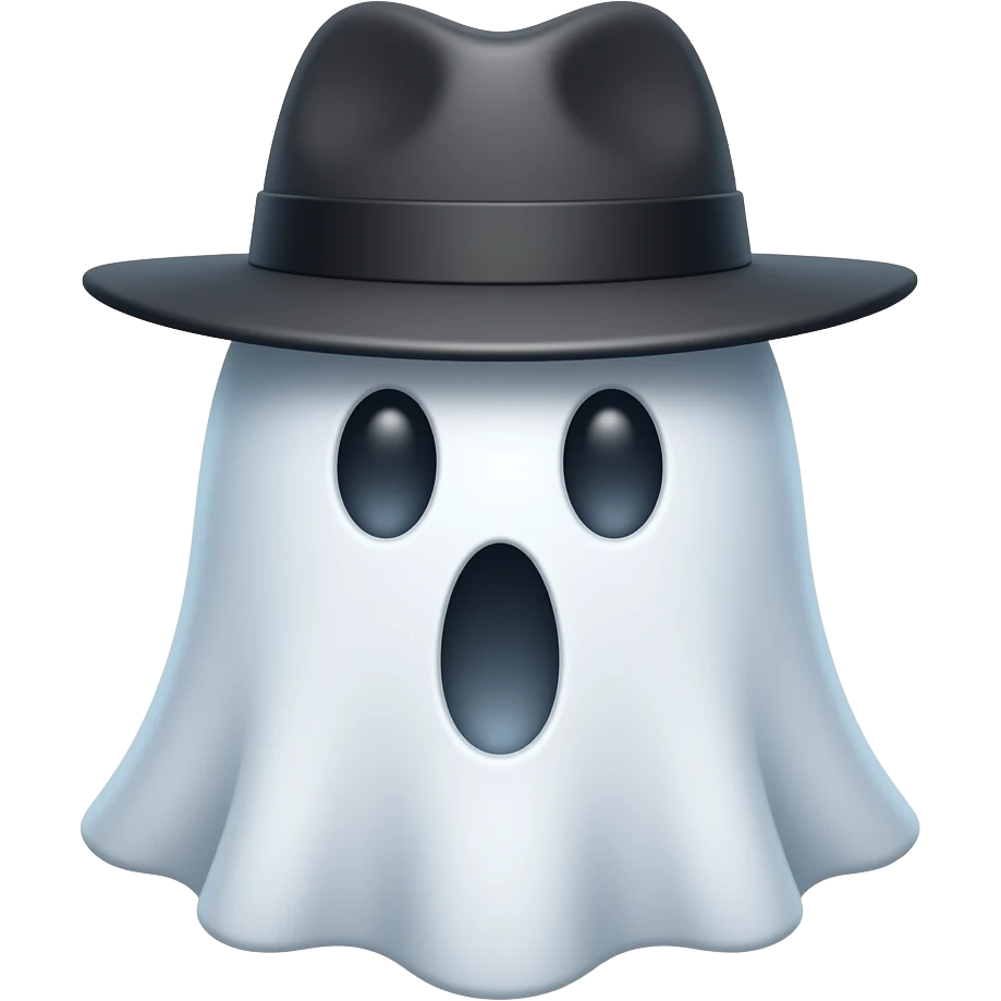 Ghost wearing a hat to pretending as a human emoji